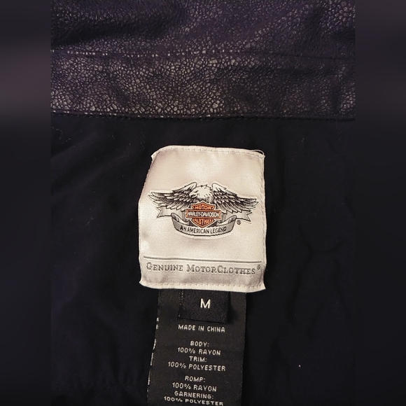 Harley Davidson Long Sleeve Button Up. Size Med. Black. - Picture 3 of 3